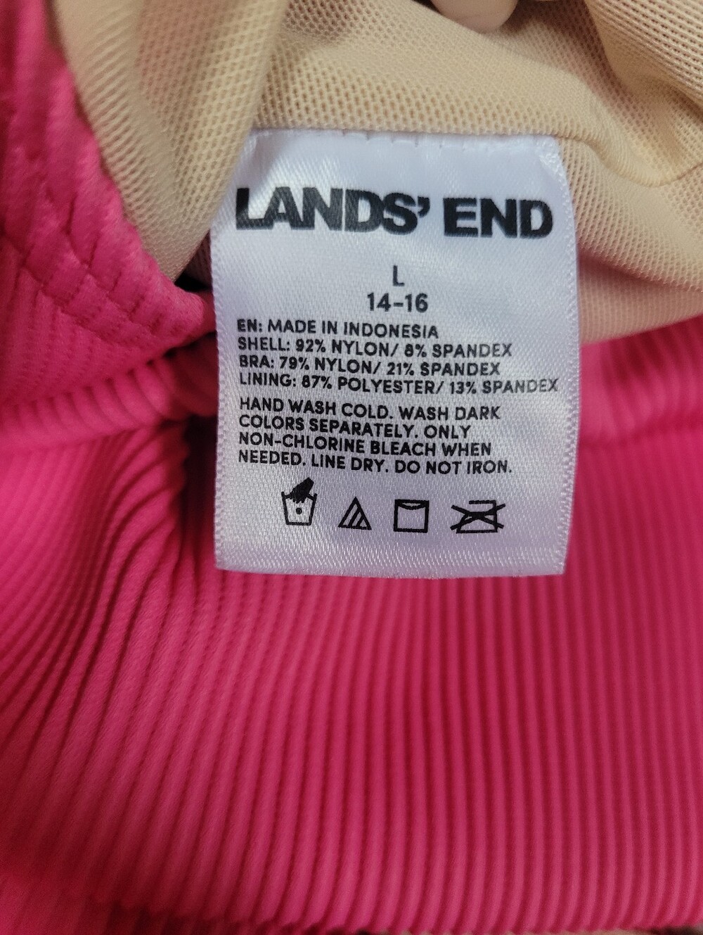 Lands’ End Pink Tugless Ribbed Midkini and High Waisted Bottom Swim Set Large - Picture 6 of 11